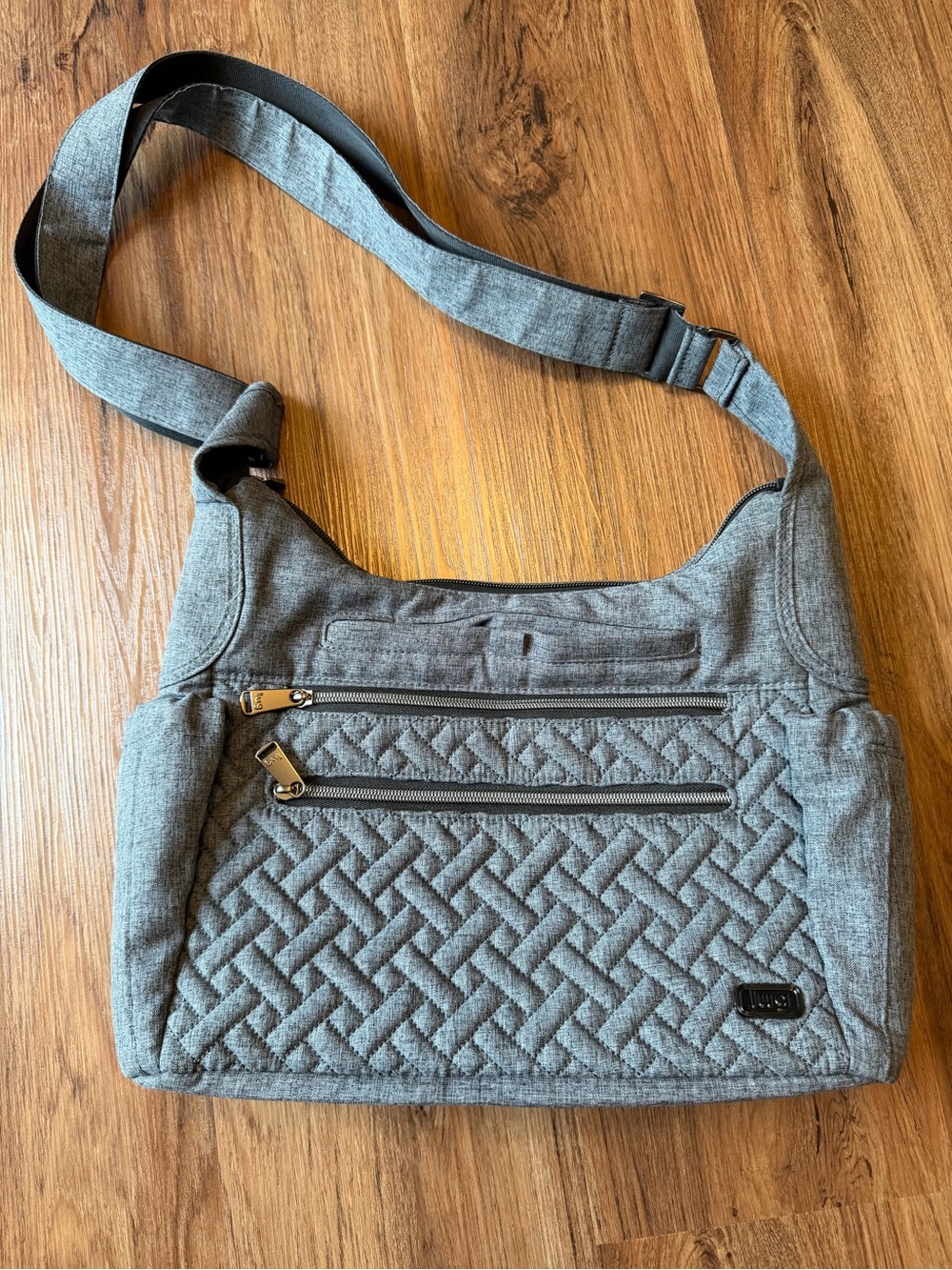lug Quilted Shoulder Bag in Charcoal Gray